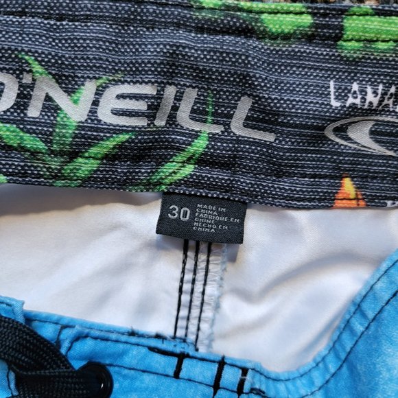 O'Neill Hybrid Lanai Blue Green Striped Board Shorts Size 30 - Picture 4 of 11